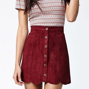 Kendall & Kylie red mini skirt scalloped Small